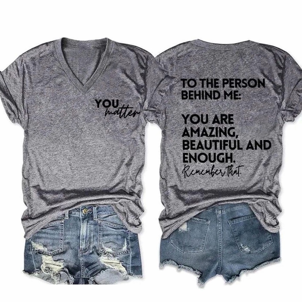 You Matter Gray V Neck Tshirt Womens Size XL